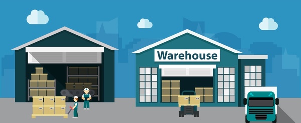 Warehouse concepts design with delivery process illustration Vectors ...