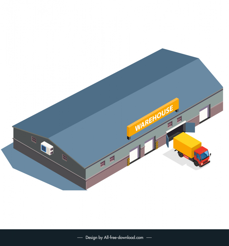warehouse logistics design elements modern 3d outline 