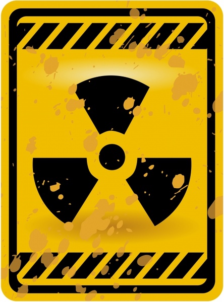 radiactive warning board template flat black yellow grunge