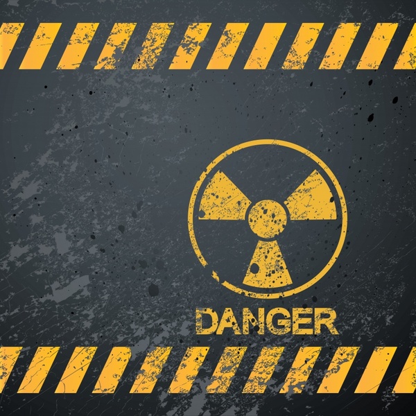 radiation warning banner flat retro dirty grunge design