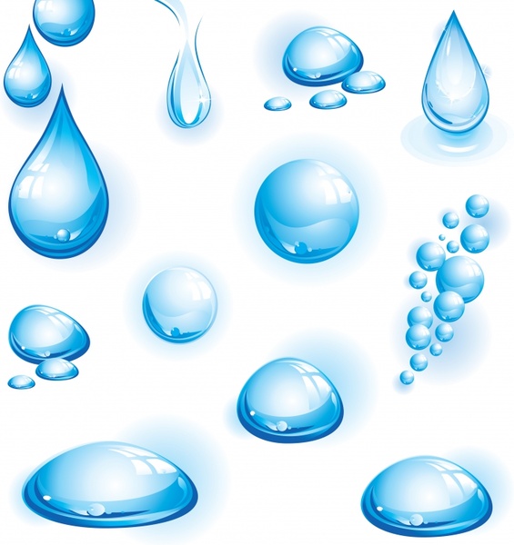 water droplets icons modern shiny blue design
