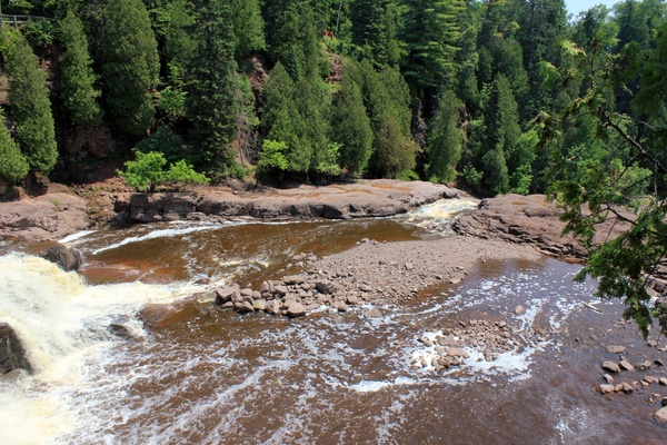 water flowing down at gooseberry falls state park minnesota