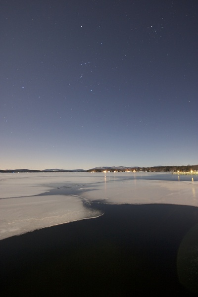 water ice winter stars night lake