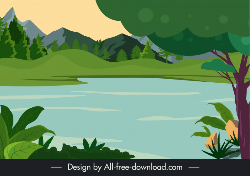 water lake backdrop template classical design  