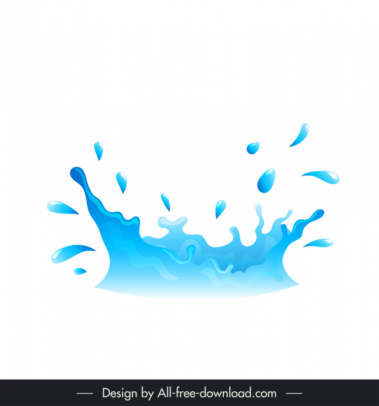 water splashing vector dynamic blue sketch