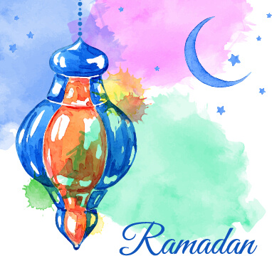 watercolor drawing ramadan kareem vector background