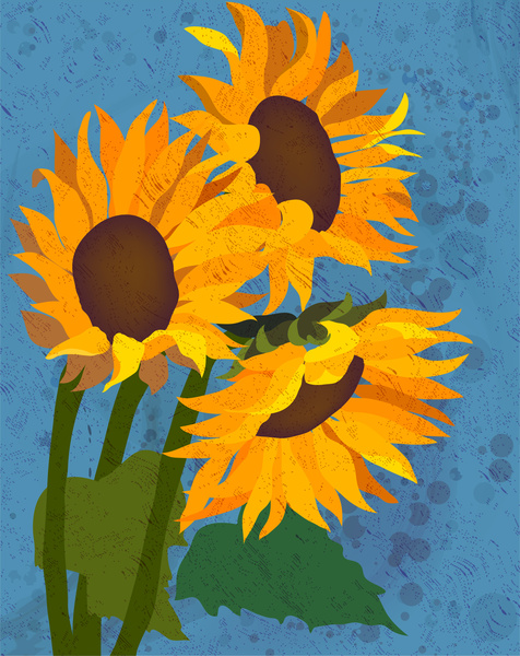 watercolor drawing sunflower picture
