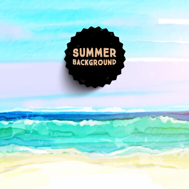 watercolor drawn summer background vector