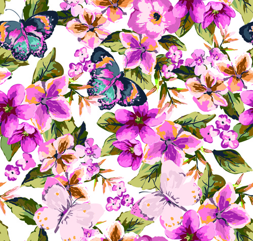 watercolor flowers vector 