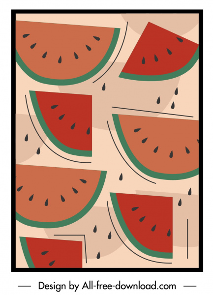 watermelon pattern template flat colored classic decor