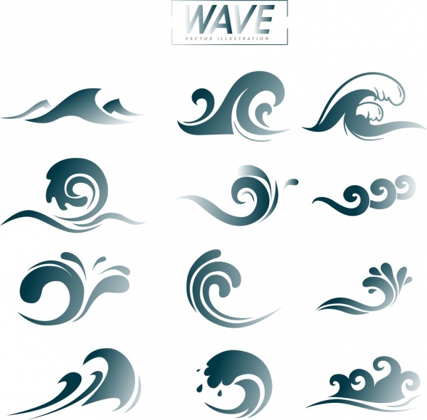 wave design elements curved lines decoration 