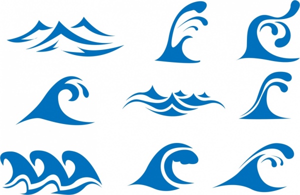 Download Wave icons collection blue curves design Free vector in ...