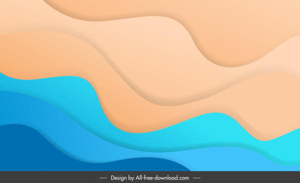 waving background template bright colorful curves sketch