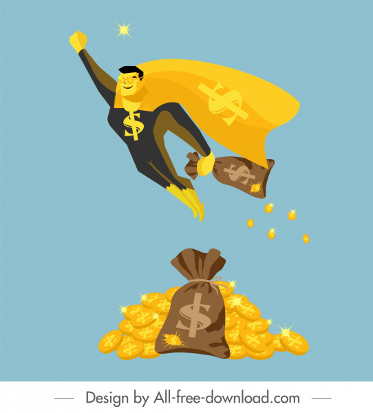 wealth background golden coins superman sketch