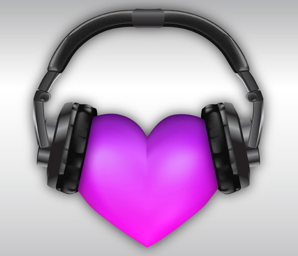 wear headset purple love vector