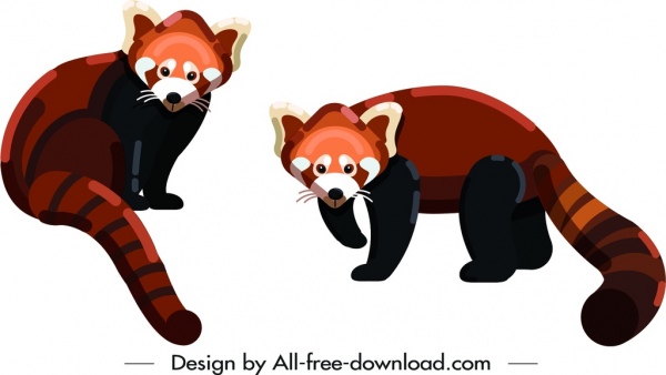weasel wild animal icons colored cartoon sketch