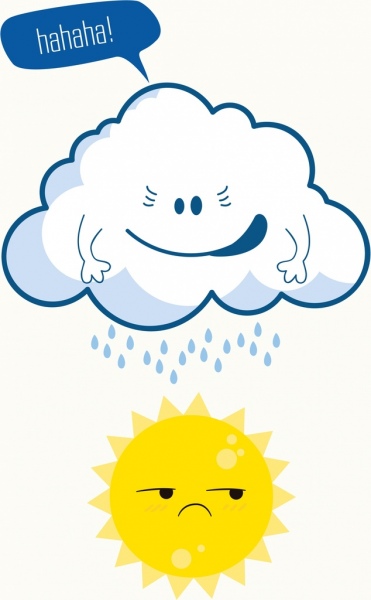 weather background stylized cloud sun icons funny design