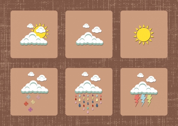 weather design elements cloud sun rain lighting icons