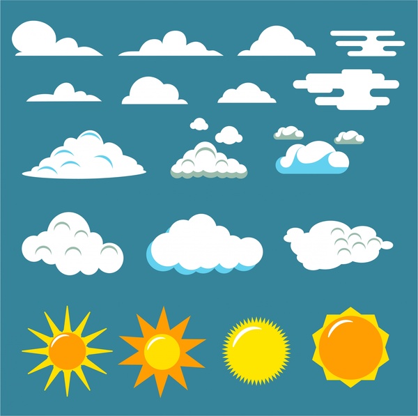 weather design elements various cloud and sun shapes