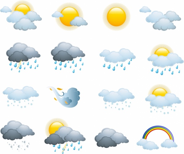 Weather icons, day forecast Free vector in Adobe Illustrator ai ( .AI ...