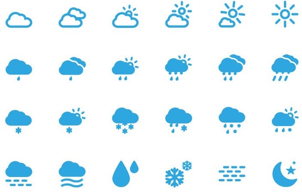Weather Icons Set Vector Illustration