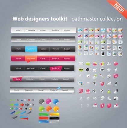 web design button with icons toolkit vector