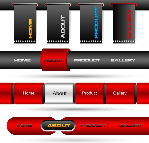 web navigation button templates modern vertical horizontal design