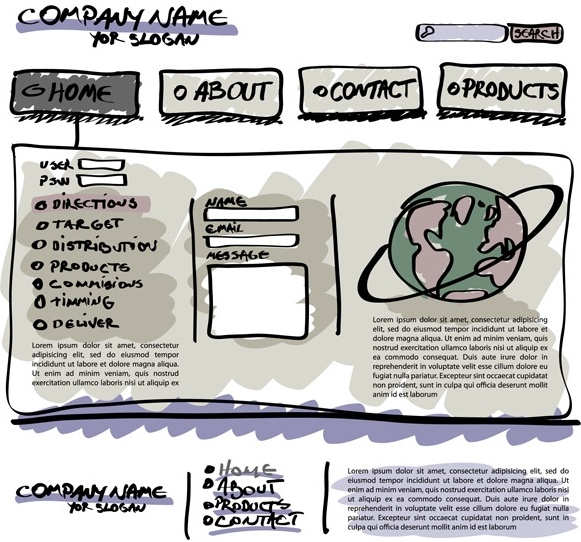 corporate webpage template classic handdrawn sketch