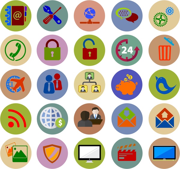 web icons design with various colored flat styles
