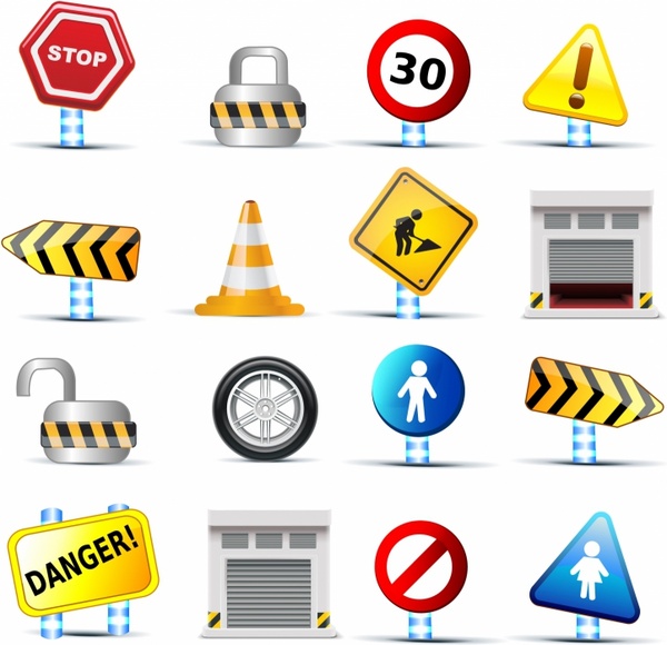 web icons traffic signs