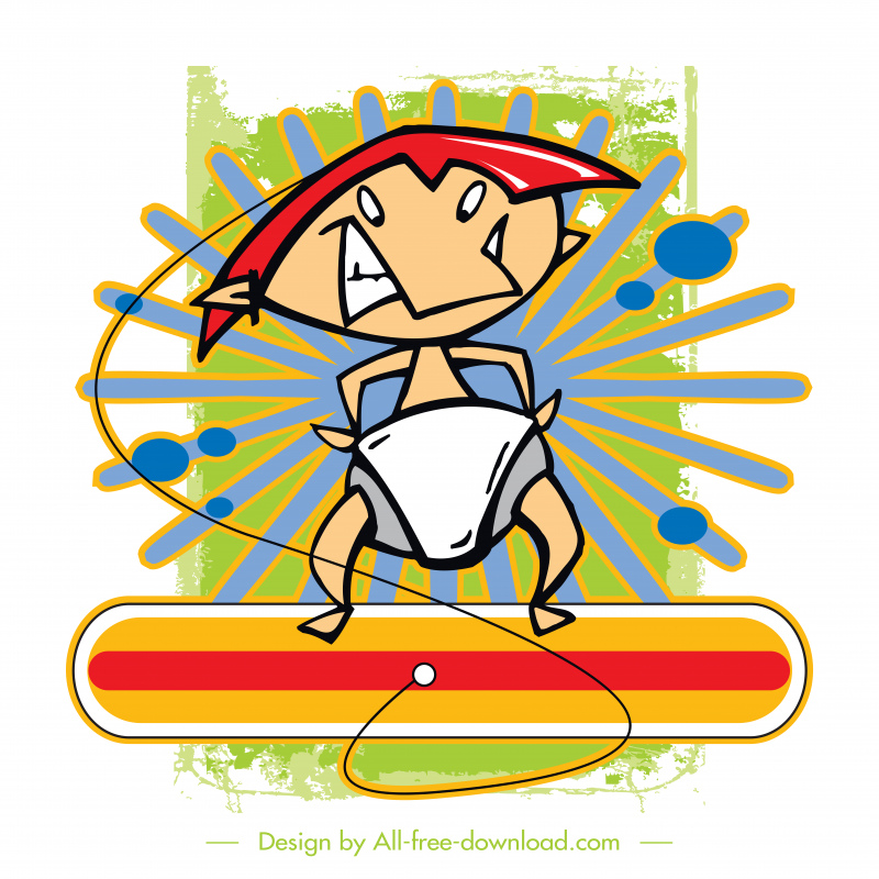 web surfer icon funny dynamic cartoon character sketch