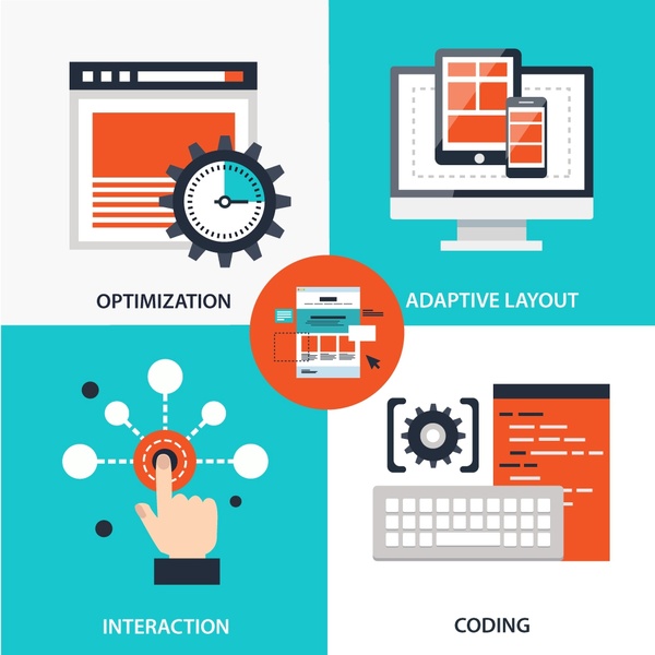 web terminologies concepts illustration with symbol elements