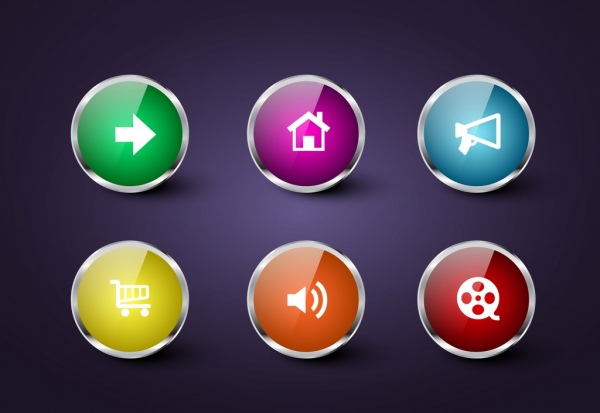 webpage button icons shiny multicolors circles