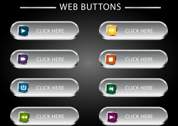 webpage buttons collection shiny rounded horizontal design