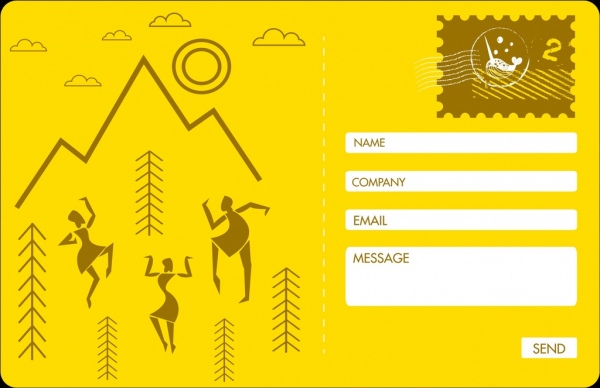 webpage postcard template tribal human icon yellow decoration 