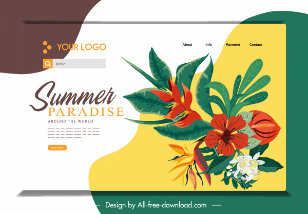 webpage template floral decor classical design