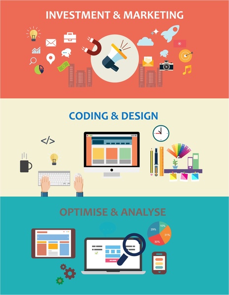website application concepts illustration in flat colored style