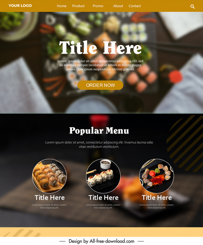 website culinary template luxury blurred design oriental food decor 