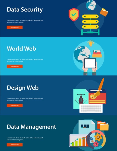 website development elements concepts isolated with web banners