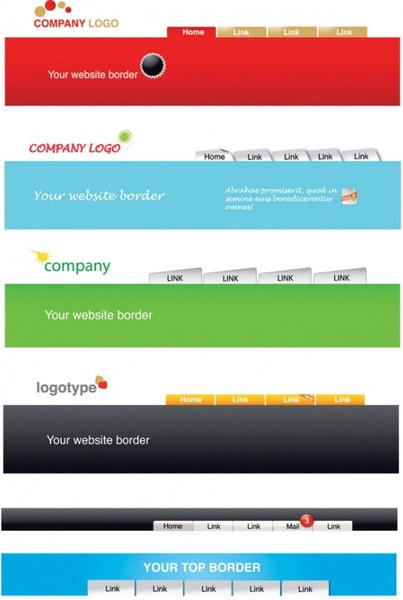 website header template vector 