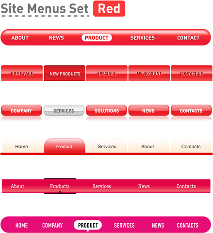 website menu red style vector