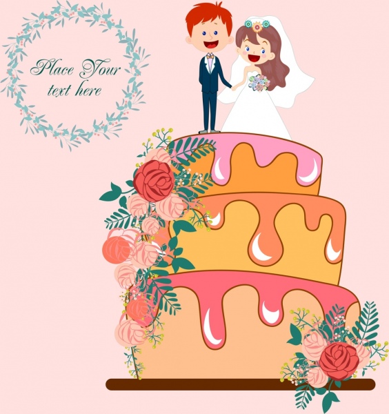 wedding background decorative cream cake icon