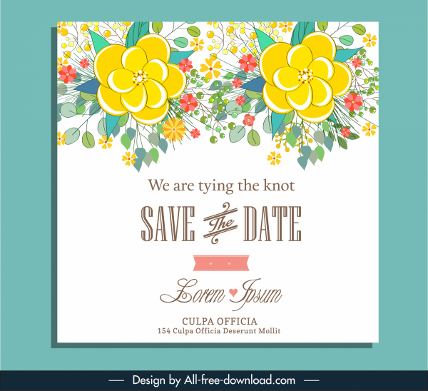 wedding card cover template elegant classical floral decor