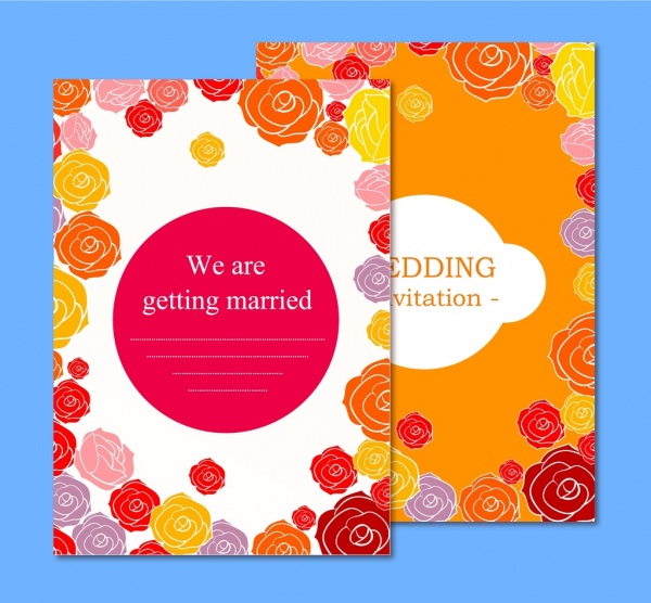 wedding card templates colorful rose background ornament