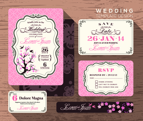 wedding cards template ornate vector