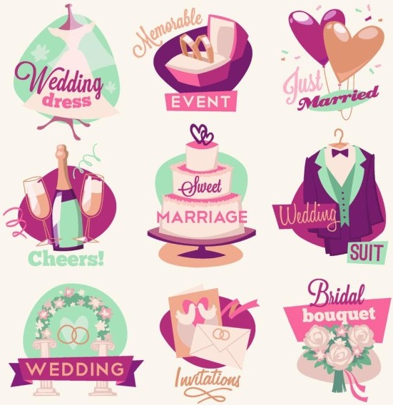 wedding celebrations logos vector graphics