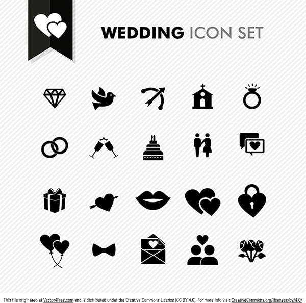 wedding icon vector set