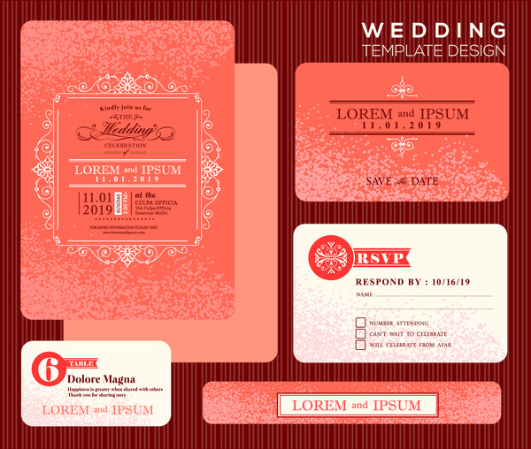 wedding invitation card design with orange bokeh background 