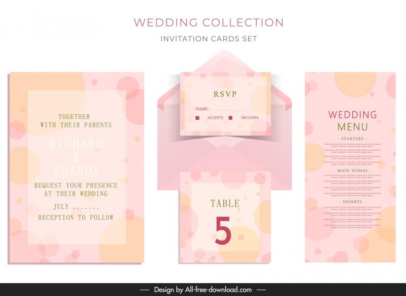 wedding invitation card sets elegant pink round bubbles 