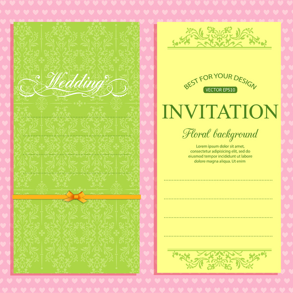 Wedding invitation card template pink color vectors free download 63,773  editable .ai .eps .svg .cdr files